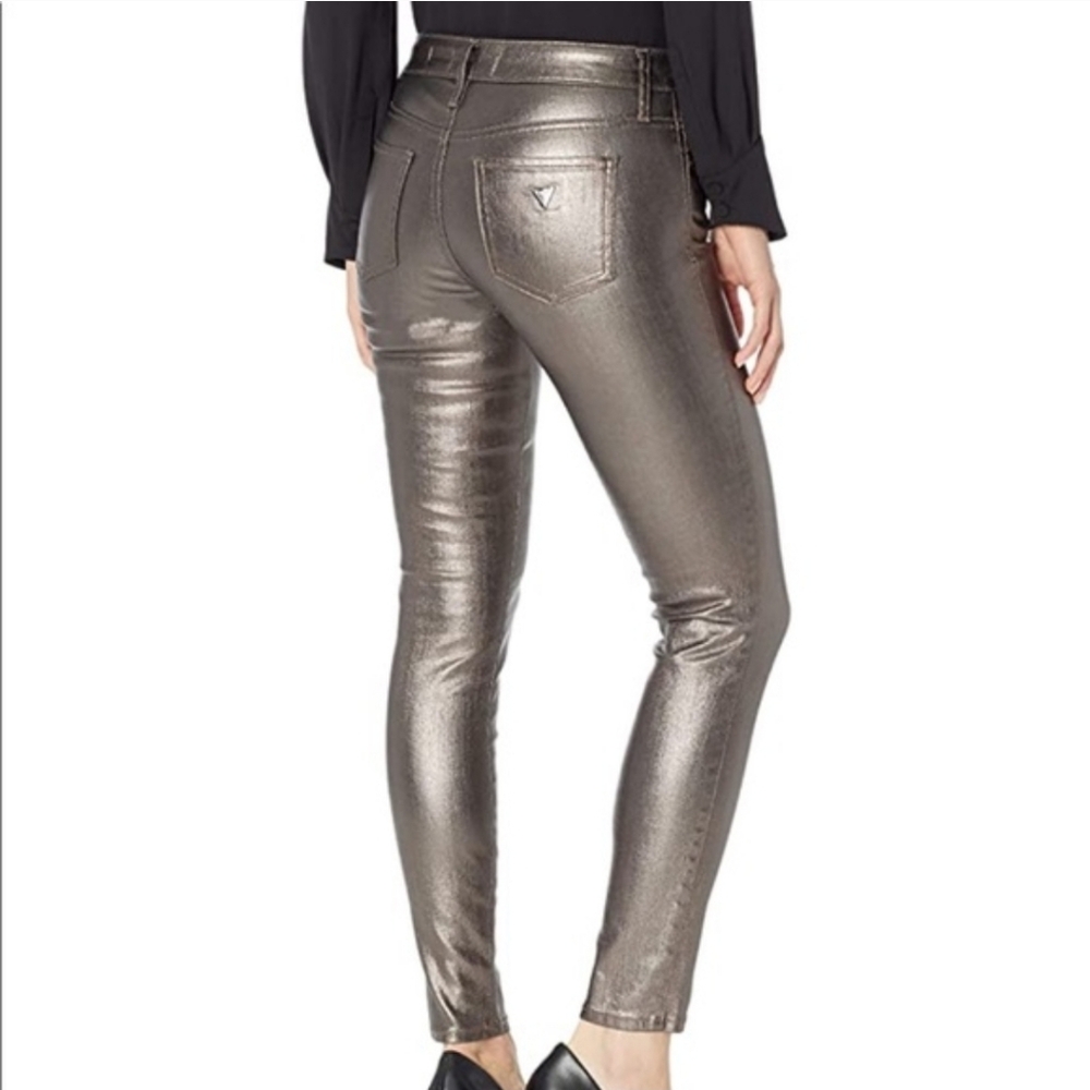GUESS Y3K Metallic Low Rise Maxine Fit Jegging Dystopian Apocalyptic 28